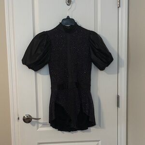 Black Sparkle Puff-Sleeve Dance costume Adult Large